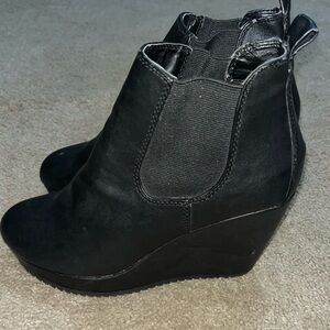 Aldo Black Wedge Ankle Boots